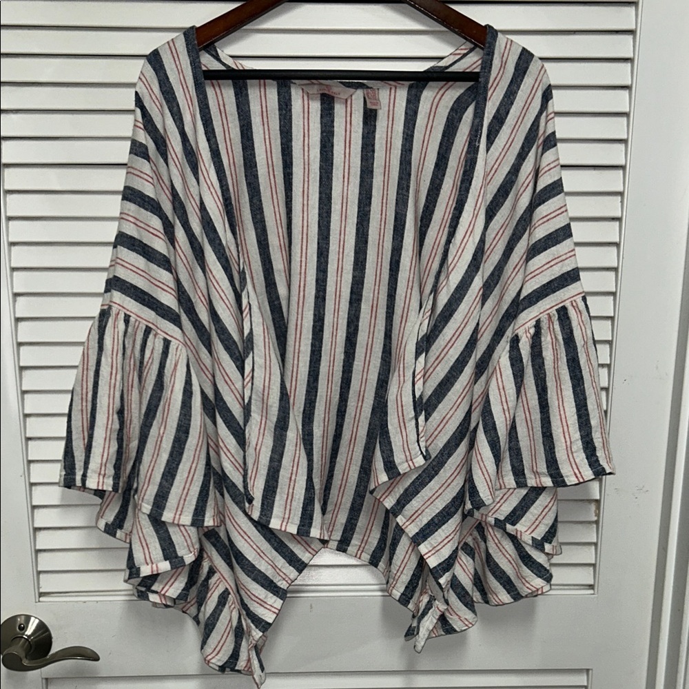 Laurie Felt Striped Kimono Open Front Cardigan